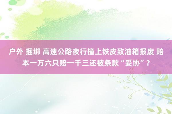 户外 捆绑 高速公路夜行撞上铁皮致油箱报废 赔本一万六只赔一千三还被条款“妥协”？
