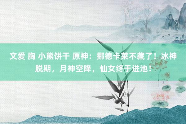 文爱 胸 小熊饼干 原神：挪德卡莱不藏了！冰神脱期，月神空降，仙女终于进池！