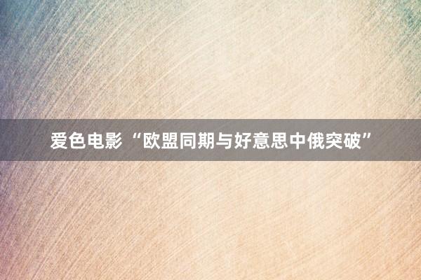 爱色电影 “欧盟同期与好意思中俄突破”